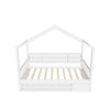 Wood Twin Size House Storage Bed Frame with Shelves and Mini-Cabinet