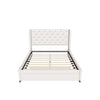 Queen Upholstered Bed Frame with Wingback Headboard and Storage