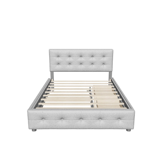 Upholstered Queen Size Platform Bed with Storage and Twin XL Trundle - [Headboard]