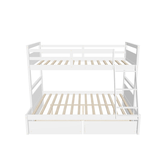 Wooden Twin Over Full Bunk Beds with Storage Drawers for Kids, Adult - [Convertible]