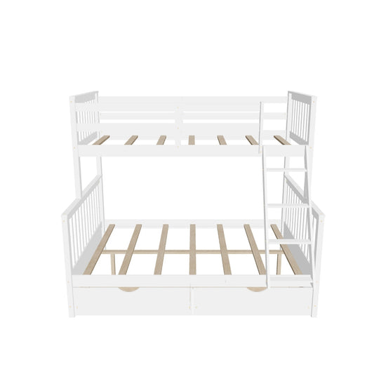 Twin over Full Convertible Bunk Bed for Kids, Adults with Storage - [Drawers]