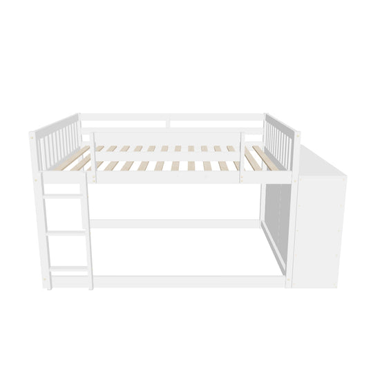 Low Full Over Full Bunk Beds for Kids, Toddlers with Storage - [Wood]