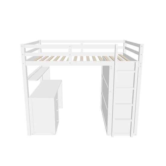 Full Size Loft Bed with Desk and Storage for Kids, Adults - [Wardrobe]