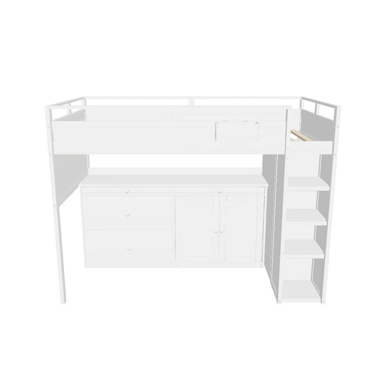 Twin Loft Bed with Desk and Storage for Kids, Teens - [Wooden]