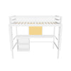 Wood Twin Loft Bed with Desk and Storage for Adults, Kids - [Cabinet]