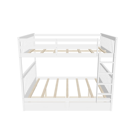 Full Over Full Bunk Beds with Storage for Kids, Adults - [Wooden, Convertible]