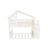 Low Twin Over Twin House Bunk Beds with Stairs and Storage for Kids, Toddler - [Floor]