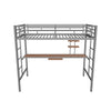 Metal Twin Gaming Loft Bed Frame with Desk and Shelves - [2 Ladders]