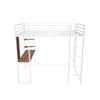 Metal Full Size Loft Bed Frame with Desk and Shelves - [2 Ladders]