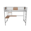 Metal Twin High Loft Bed with Desk and Shelve for Adults Teenagers