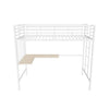 Twin Metal Loft Bed Frame with L-Shaped Desk and Grid