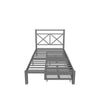 Metal Black Twin Platform Bed with Headboard and Storage