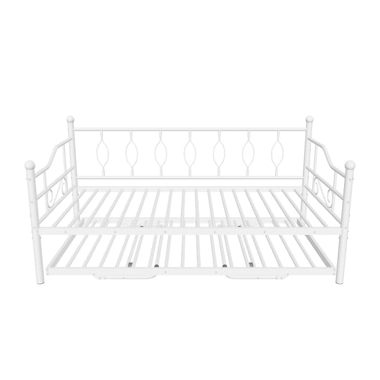 Metal Twin Size Daybed with Twin Pop Up Portable Folding Trundle