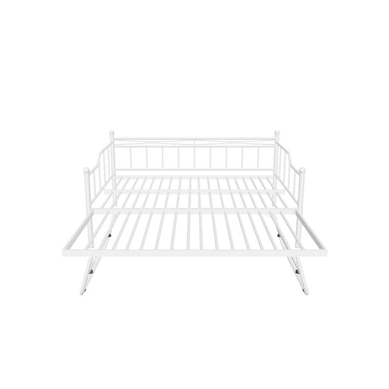 Metal Full Size Daybed with Foldable Pop-Up Trundle