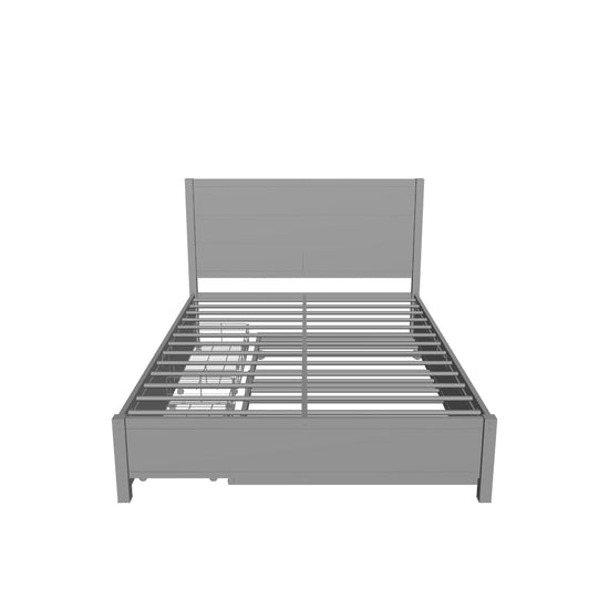 Metal Full Size Storage Platform Bed with Twin Trundle Bed