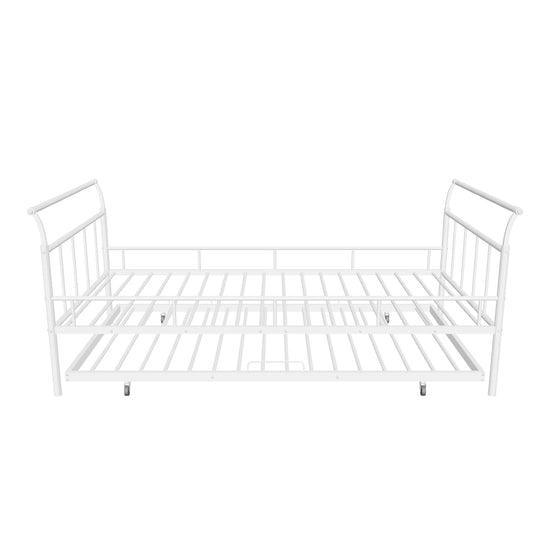 Metal Twin Daybed with Trundle and Curved Armrest - [Backless]