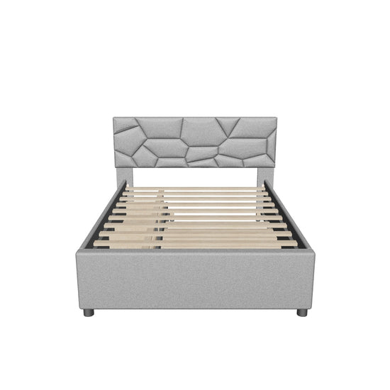 Full Size Upholstered Platform Bed with Trundle and Storage - [Drawers, Linen]