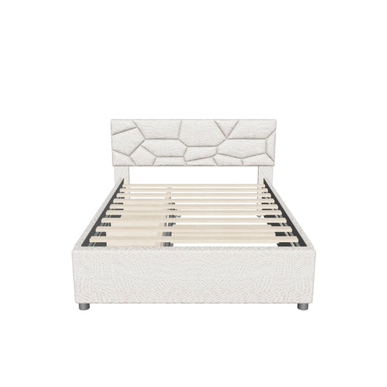 Queen Platform Upholstered Bed Frame with Headboard, Twin XL Trundle Bed