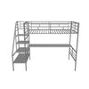 Metal High Twin Size Loft Bed Frame with Desk and Stairs for Adults, Kids