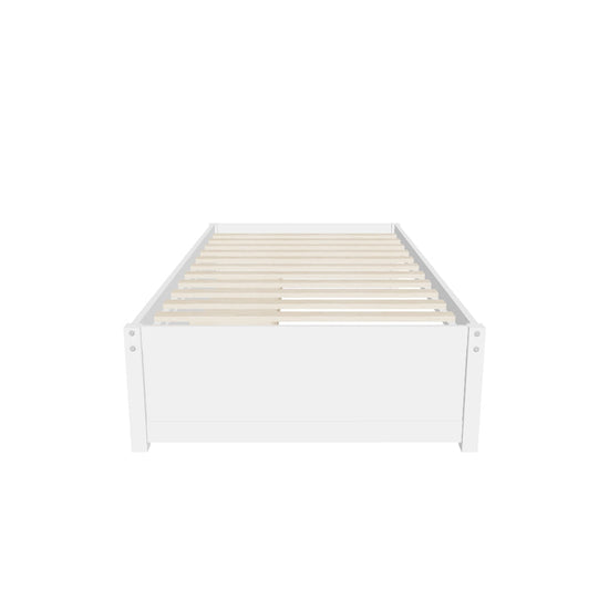 Solid Wood Twin Platform Bed Frame with Storage - [Drawers]