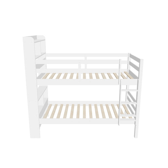 Solid Wood Convertible Twin Over Twin Bunk Beds with Bookcase Headboard