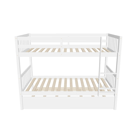 Convertible Twin Over Twin Bunk Beds with Trundle for Kids, Teens - [Solid Wood]