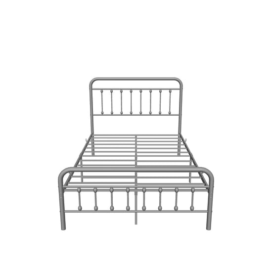 Vintage Full Size Metal Bed Frame with Slats Headboard