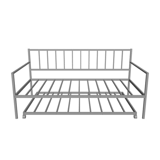 Twin Size Metal Day Bed Frame with Trundle for Adults, Kids