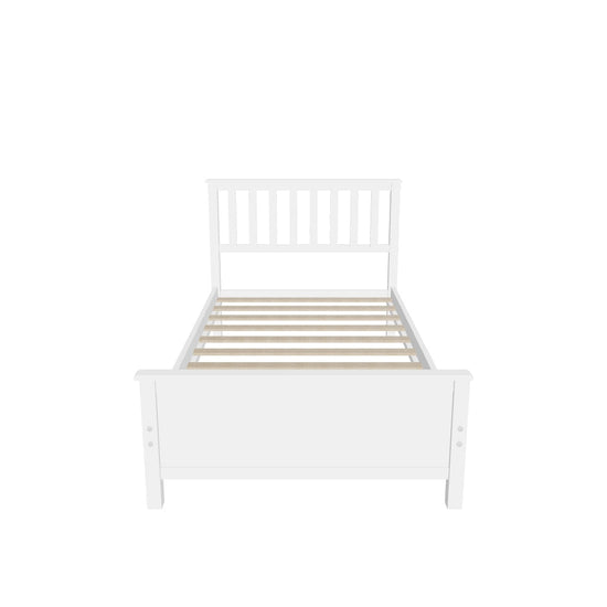 Wooden Twin Platform Bed with Headboard for Kids, Adult