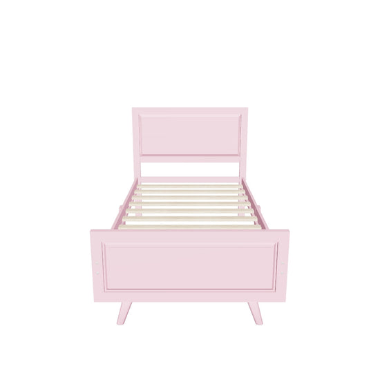 Wood Twin Platform Girls Bed Frame with Headboard and Footboard