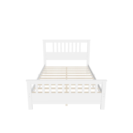 Full Size Wooden Platform Bed with Headboard and Footboard