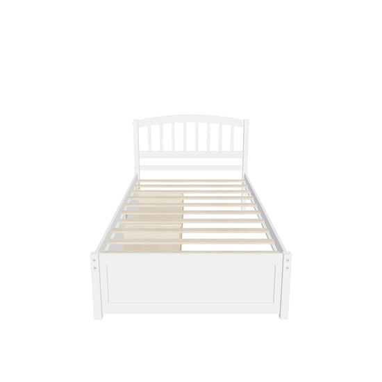 Twin Platform Bed Frame with Storage and Headboard - [Wood, Drawers]