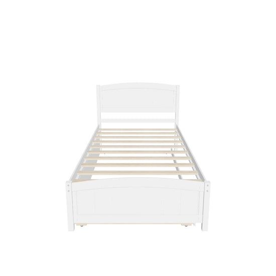 Twin Platform Bed Frame with Twin Trundle and Headboard