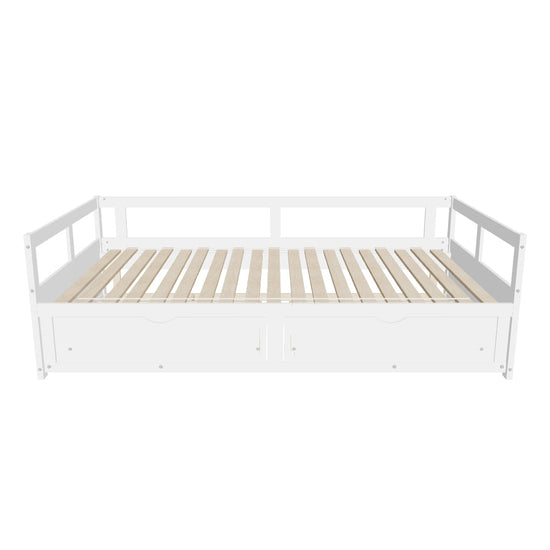 Wood Twin to King Daybed with Extendable Trundle and Storage Drawers