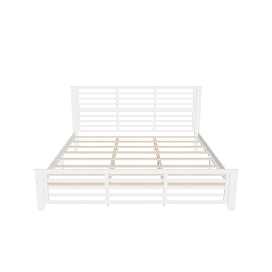 Wooden King Size Platform Bed with Open-Frame Headboard