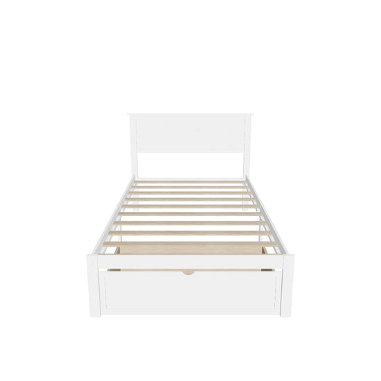 Wooden Twin Size Platform Bed Frame with Under bed Storage - [Drawer]