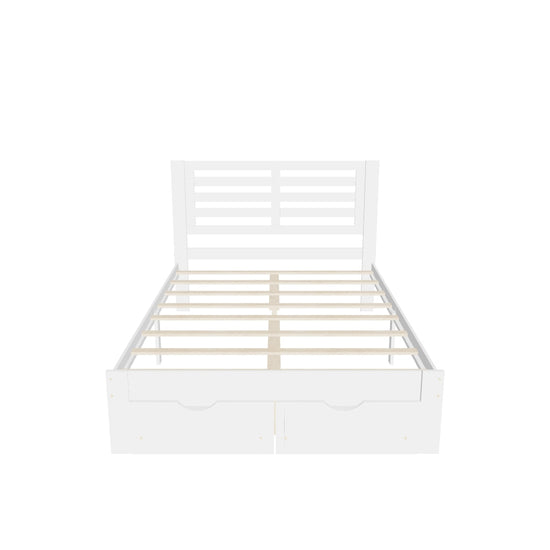 Wood Full Size Platform Bed Frame with Headboard and Storage