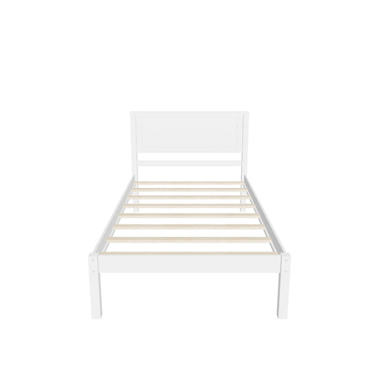 Wood Twin Size Vintage Platform Bed Frame with Headboard