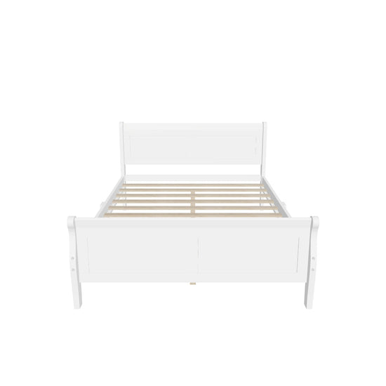 Wooden Full Size Platform Bed with Headboard - [Sleigh]