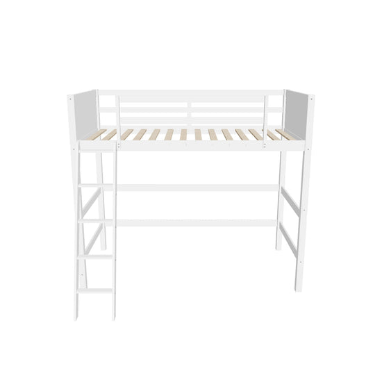 Solid Wood Twin Loft Bed with Interchangeable Ladder for Kids, Adults- [Medium]