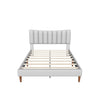 Full Size Linen Upholstered Platform Low Bed Frame with Headboard