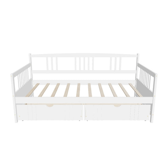 Twin Size Daybed with Storage Drawers - [Wood, Slat Back]