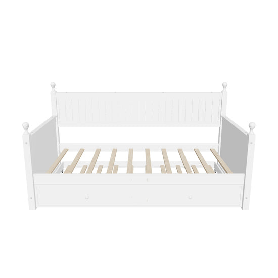 Wood Twin Daybed With Twin Trundle & Beadboard Back