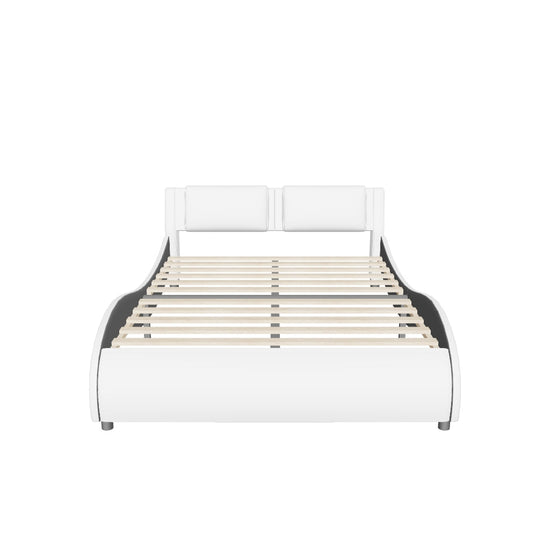 Modern Queen Upholstered Platform Bed Frame with Headboard and Lights