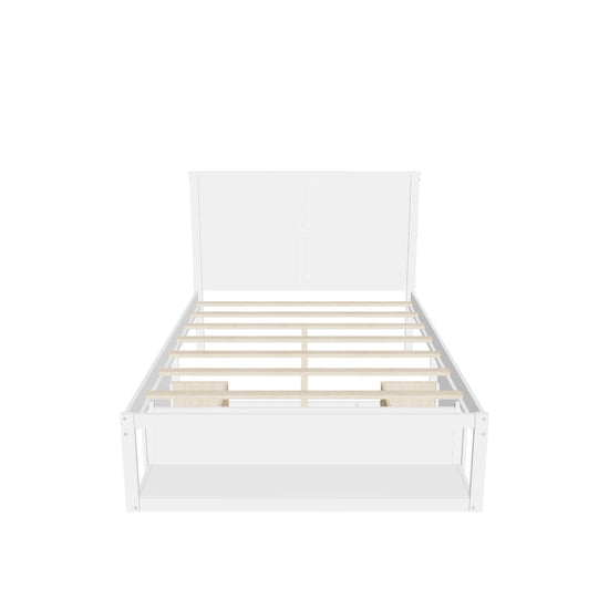 Wooden Full Size Platform Bed with Storage - [Drawers, Shelf]