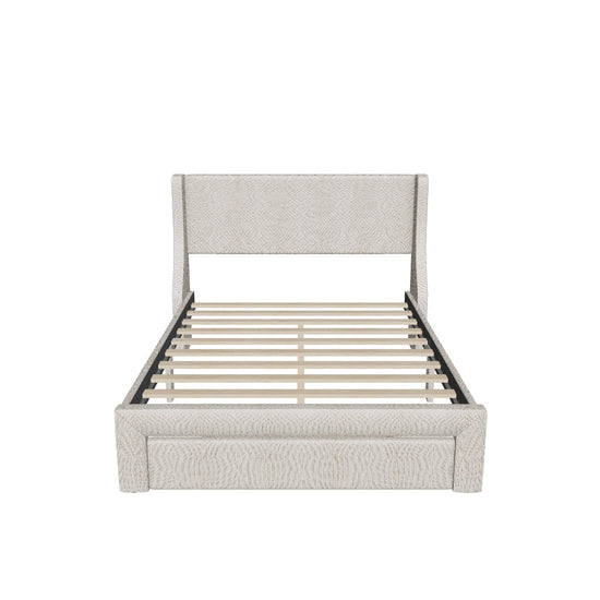 Velvet Upholstered Queen Size Platform Storage Bed with Headboard - [Drawer]