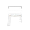 Wood Twin Medium House Loft Bed with Slide and Ladder