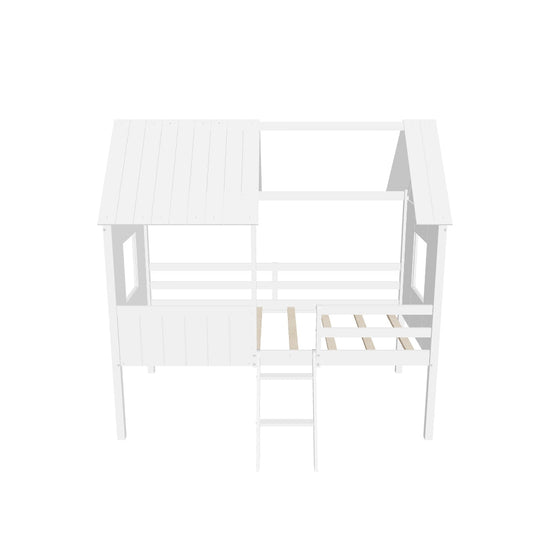 Low Twin Loft House Bed for Kids, Toddler - [Wood, Fun]