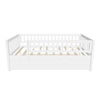 Wooden Twin Low Kids Bed with Twin Size Trundle and Rails