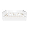 Wooden Full Size Low Kids Bed with Twin Size Trundle and Rails